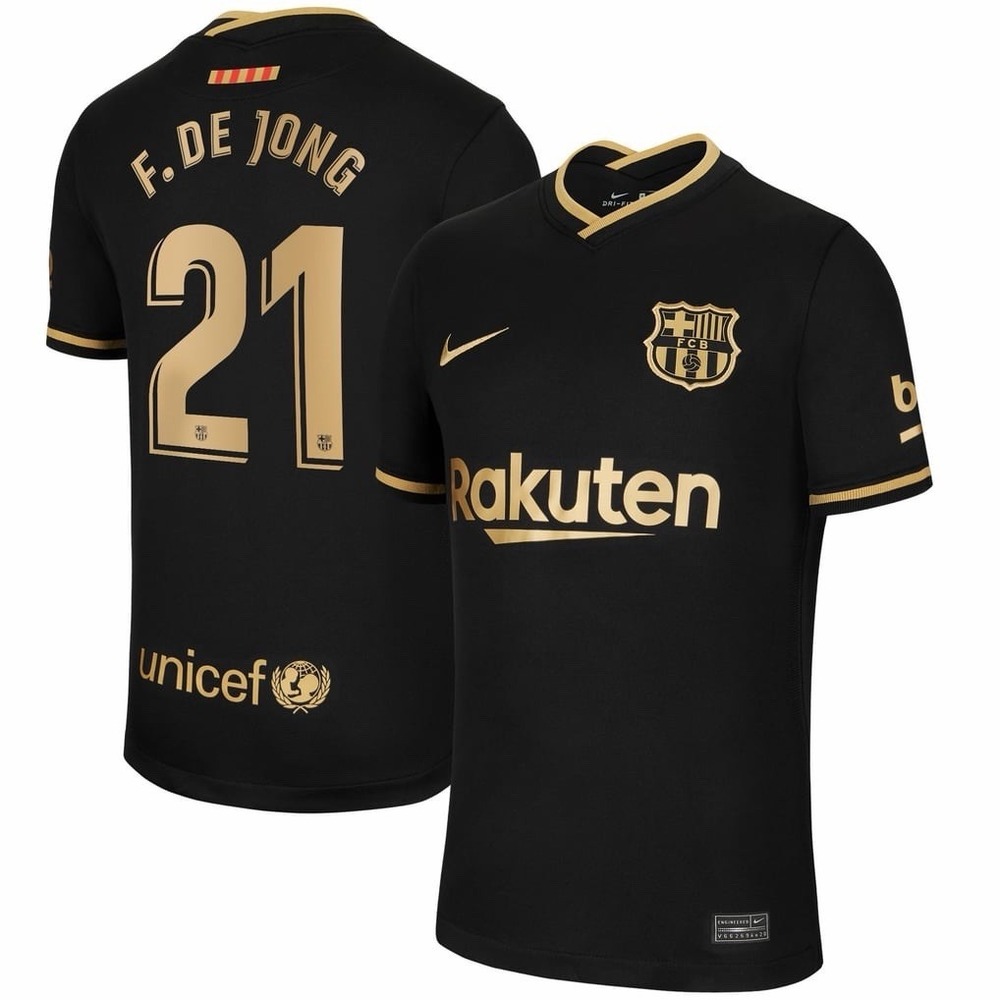 Nike FC Barcelona Frenkie de Jong 20/21 Away Authentic Jersey Black Gold Large